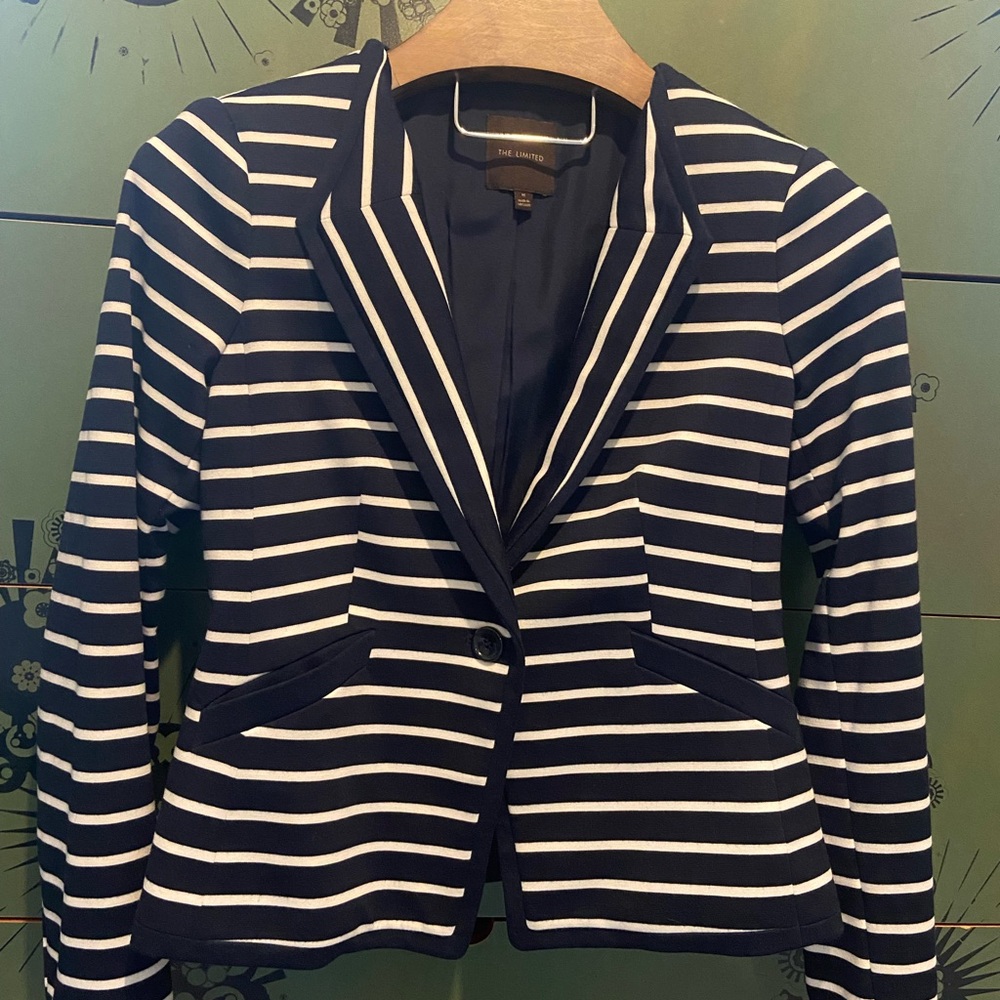 Navy Striped Women's Blazer - Perfect for work or with jeans!